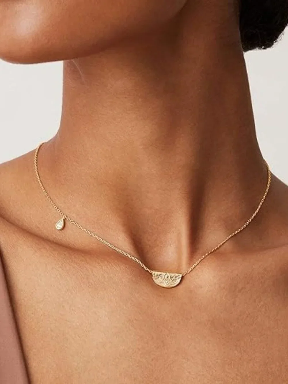 14K Gold Plated Engraved Coin Pendant Necklaces for Women | Byzantine Coin Penda